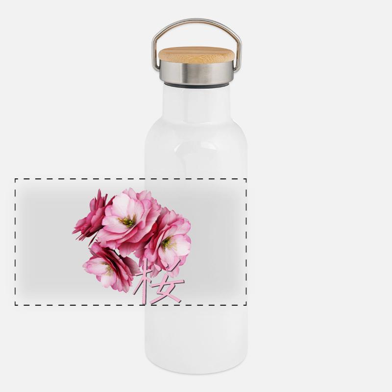 Fleur de cerisier Gourde isotherme avec bouchon en bambou