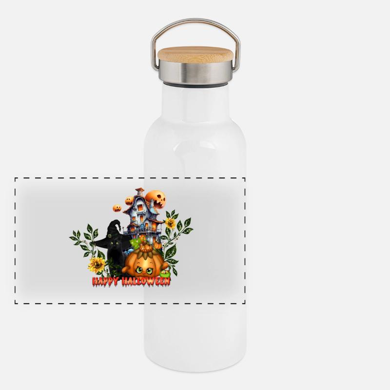 Joyeux halloween Gourde isotherme avec bouchon en bambou