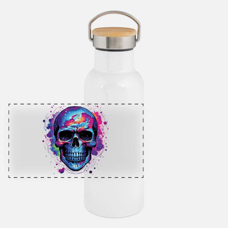 Psyche Schädel Nebula Panorama Thermosflasche mit Bambusdeckel
