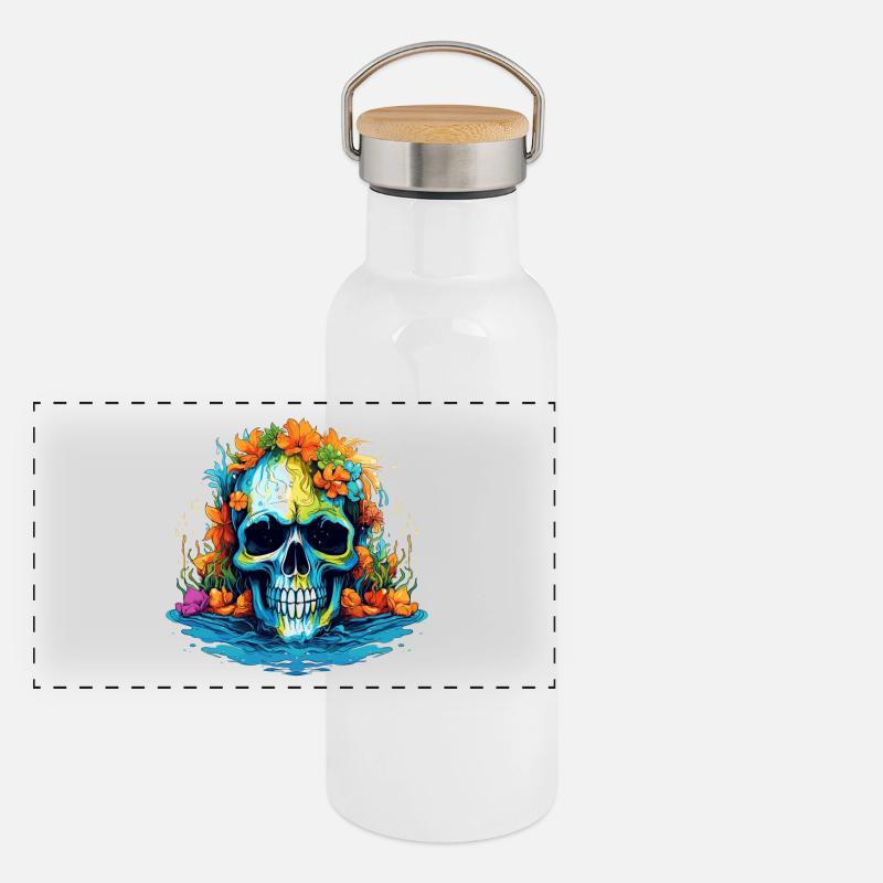 Crâne de Fleurs Tropicales Gourde isotherme avec bouchon en bambou