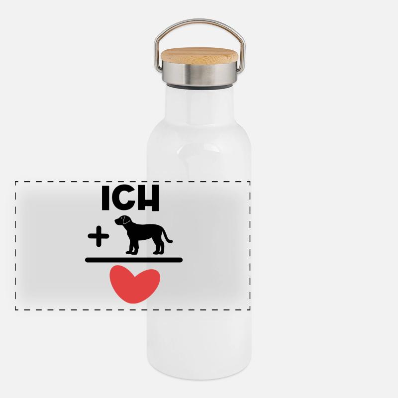 Déclaration Heart Cuddly Toy Dog Pets Gourde isotherme avec bouchon en bambou