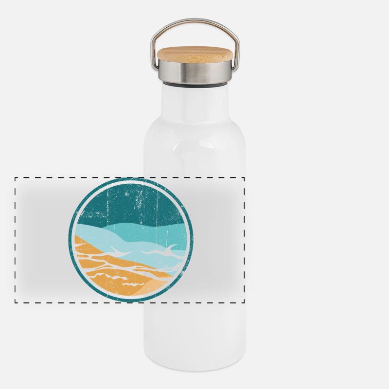 Coastal Waves Circle Panoramic Thermal Bottle with Bamboo Lid