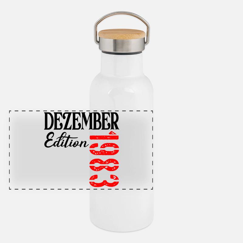 43. Geburtstag Dezember - 1983 Dreiundvierzig Panorama Thermosflasche mit Bambusdeckel