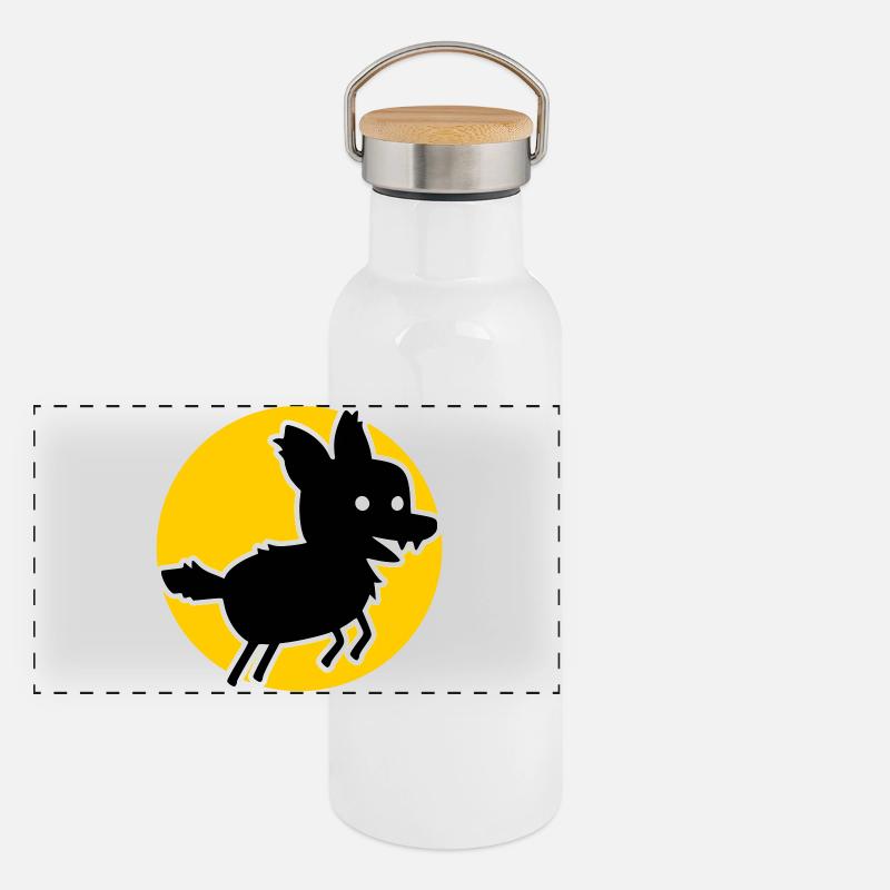 Wolf – Wildes Naturmotiv & Tierschutz Statement Panorama Thermosflasche mit Bambusdeckel