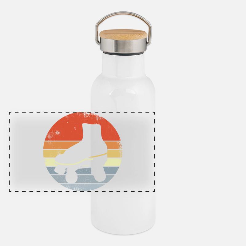 Vintage Rollschuhe Panorama Thermosflasche mit Bambusdeckel