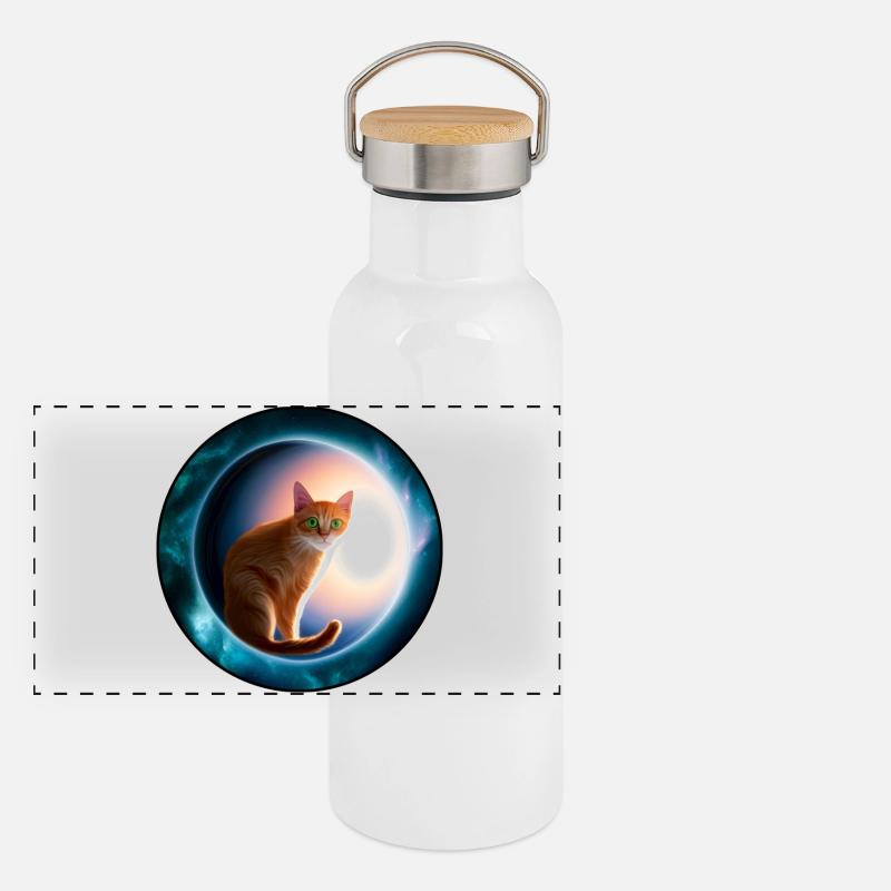 Des chats en orbite cosmique Gourde isotherme avec bouchon en bambou