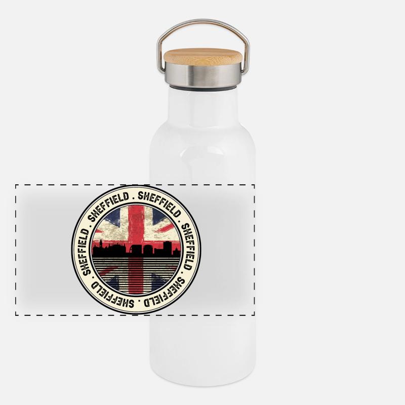 Sheffield Skyline Drapeau Union Gourde isotherme avec bouchon en bambou