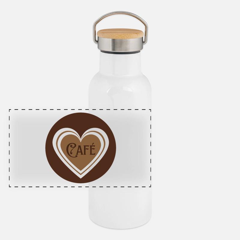 Coffee with Hearts - Panoramic Thermal Bottle with Bamboo Lid - white