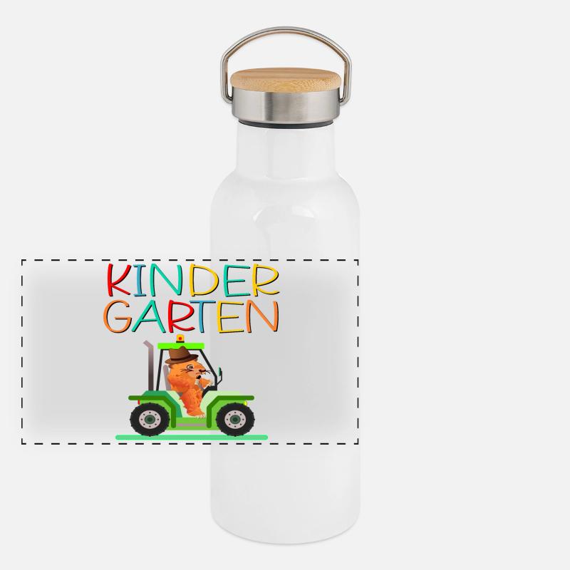 Kindergarten Kind Traktor Panorama Thermosflasche mit Bambusdeckel