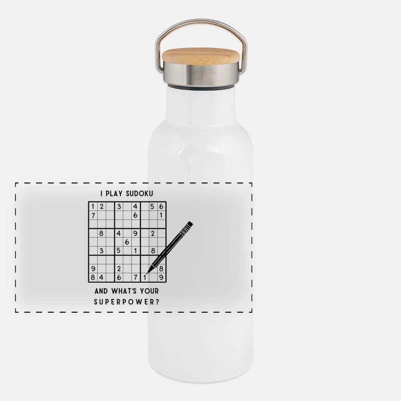 Sudoku Gourde isotherme avec bouchon en bambou