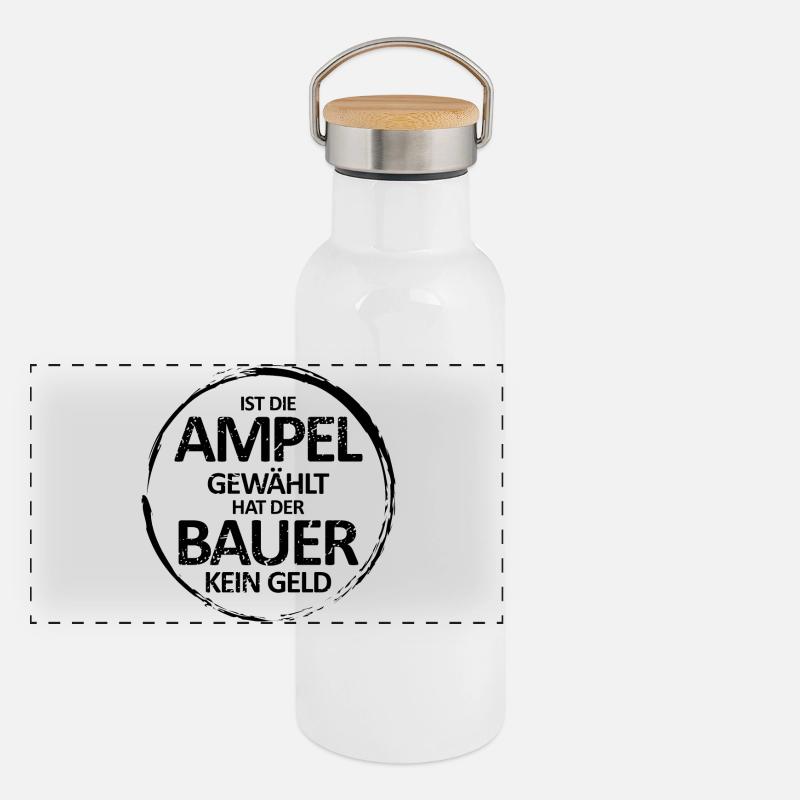 Bauernproteste Agrardiesel Demo Panorama Thermosflasche mit Bambusdeckel