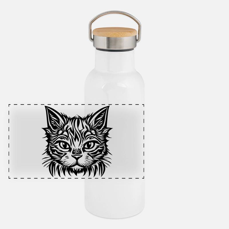 Manga Comic Cat « House Tiger » Gourde isotherme avec bouchon en bambou