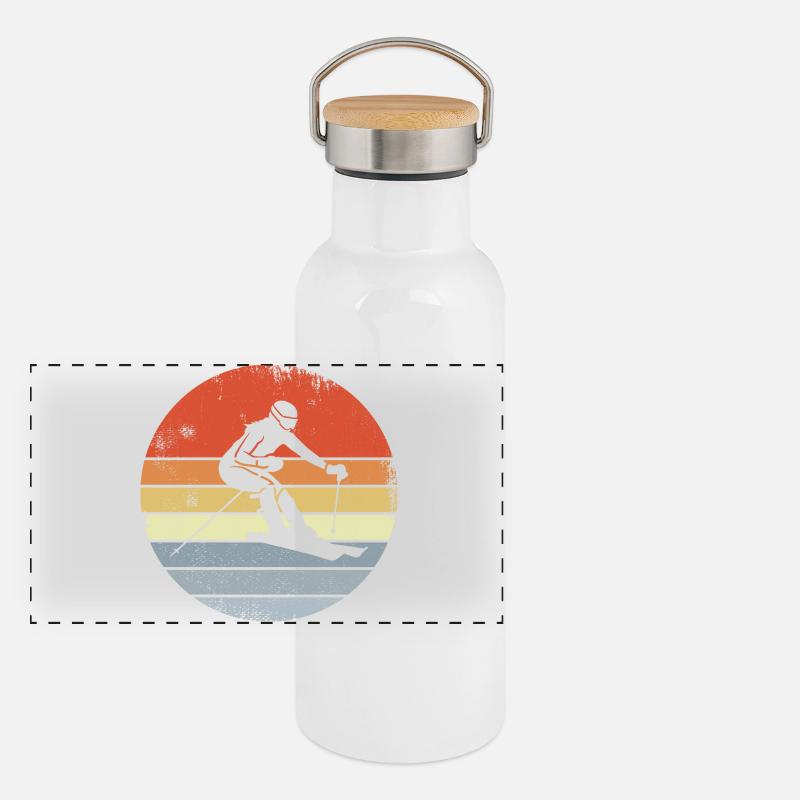 Skifahrer Mädchen Panorama Thermosflasche mit Bambusdeckel