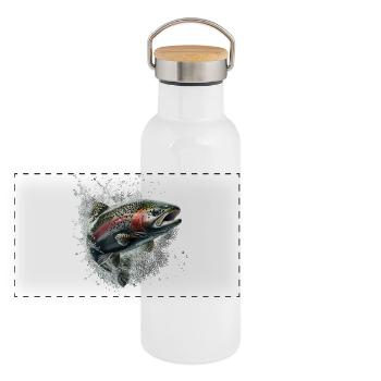 Truite - Gourde isotherme avec bouchon en bambou - blanc - Devant