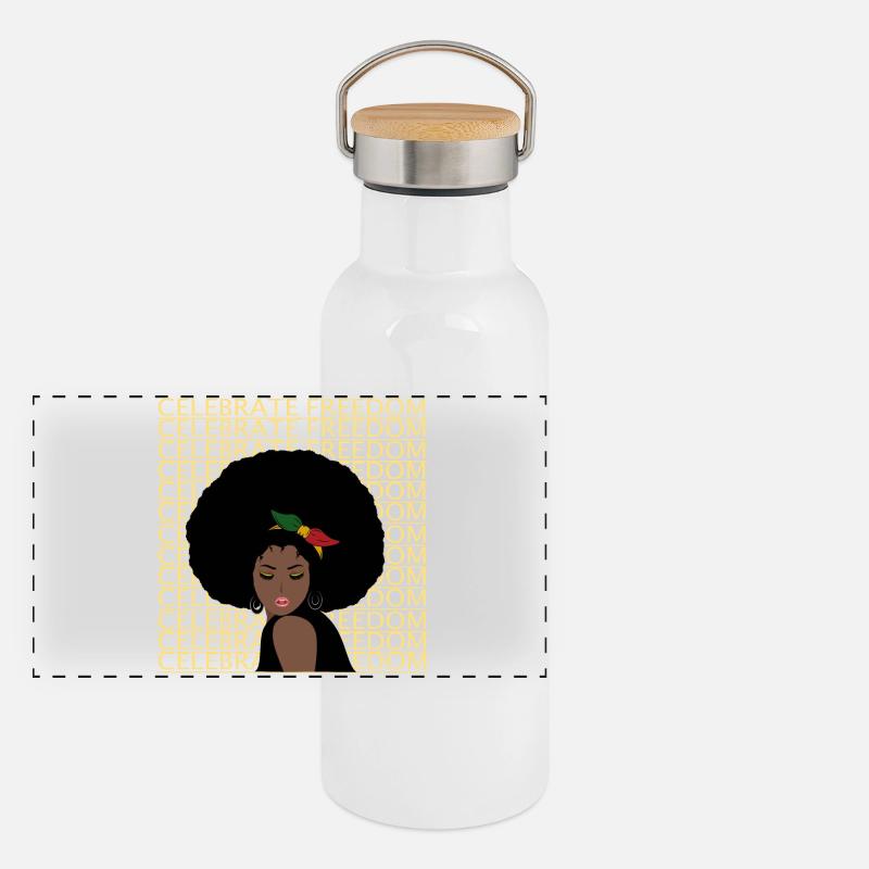 Juneteenth Freedom Day Panoramic Thermal Bottle with Bamboo Lid