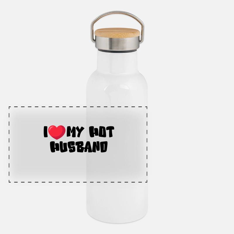 J’aime mon mari chaud Gourde isotherme avec bouchon en bambou