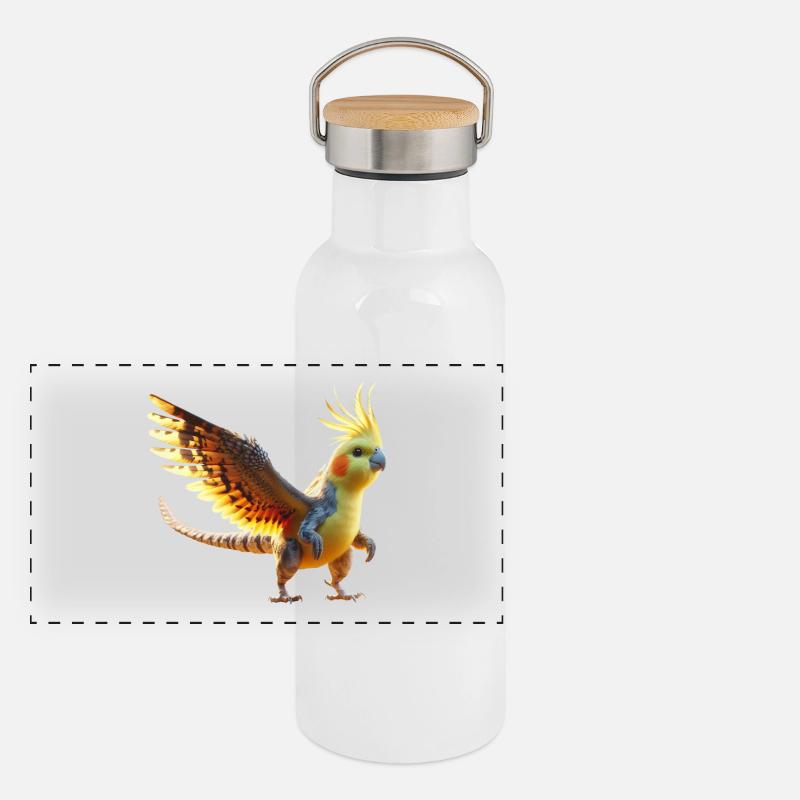 Nymphendino (01) - Panoramic Thermal Bottle with Bamboo Lid - white