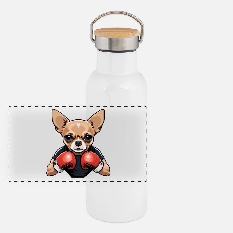 Chihuahua Boxer Panoramic Thermal Bottle with Bamboo Lid