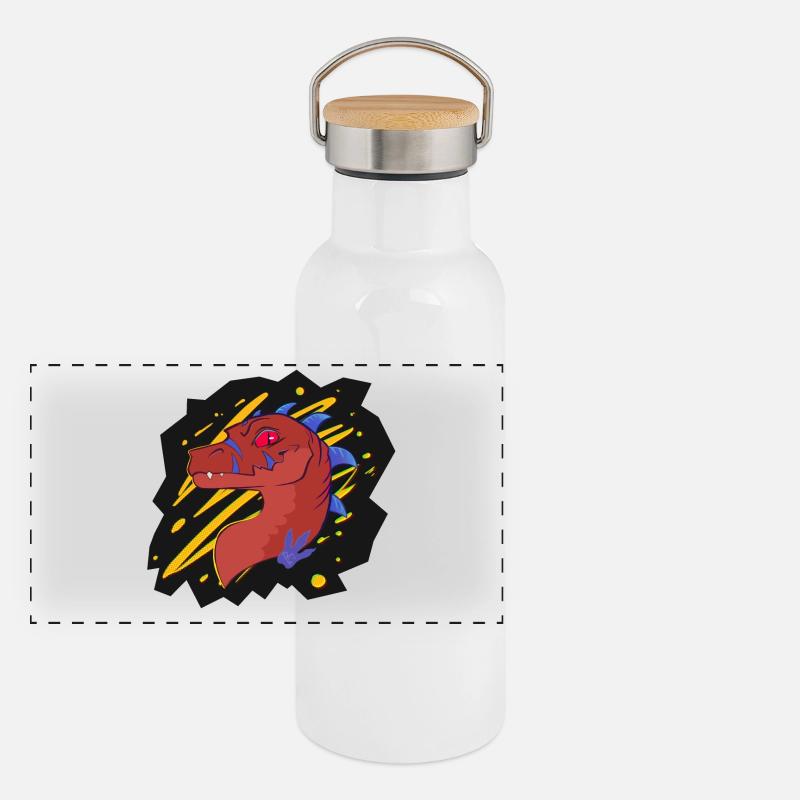 Firia, die Chimäre (von Derpy Fox) - Panorama Thermosflasche mit Bambusdeckel - Weiß