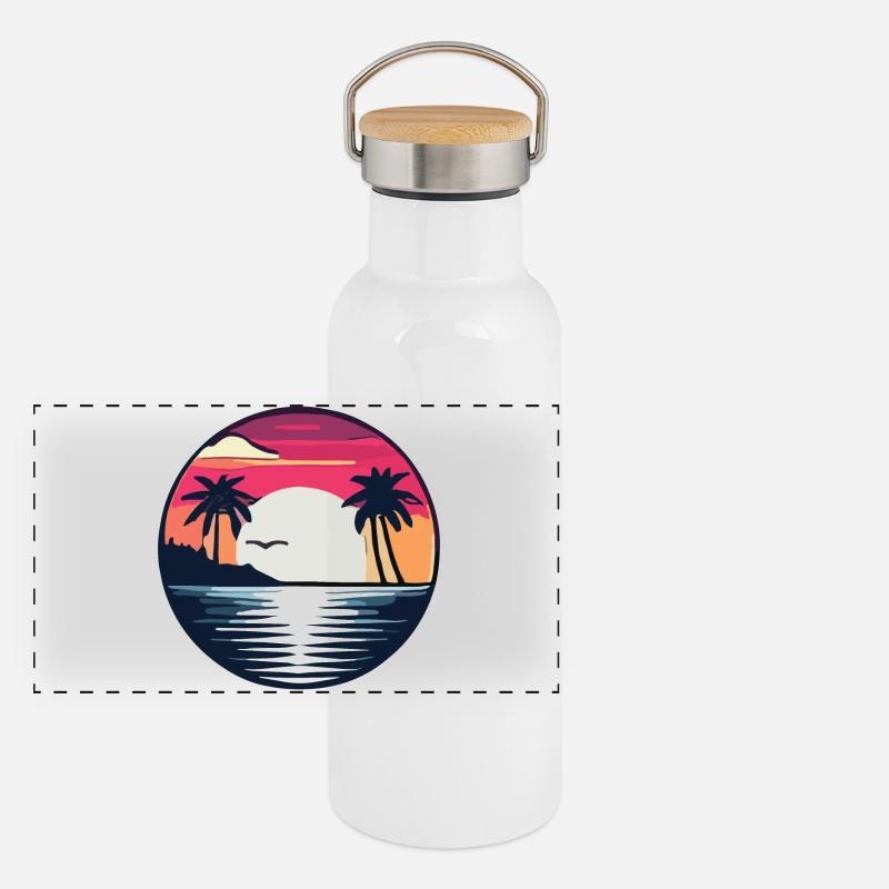 Sommerzeit Panorama Thermosflasche mit Bambusdeckel