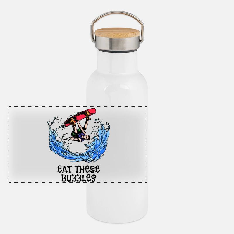 Surfing Kitesurfer Statement Wakeboard Planche de surf Gourde isotherme avec bouchon en bambou