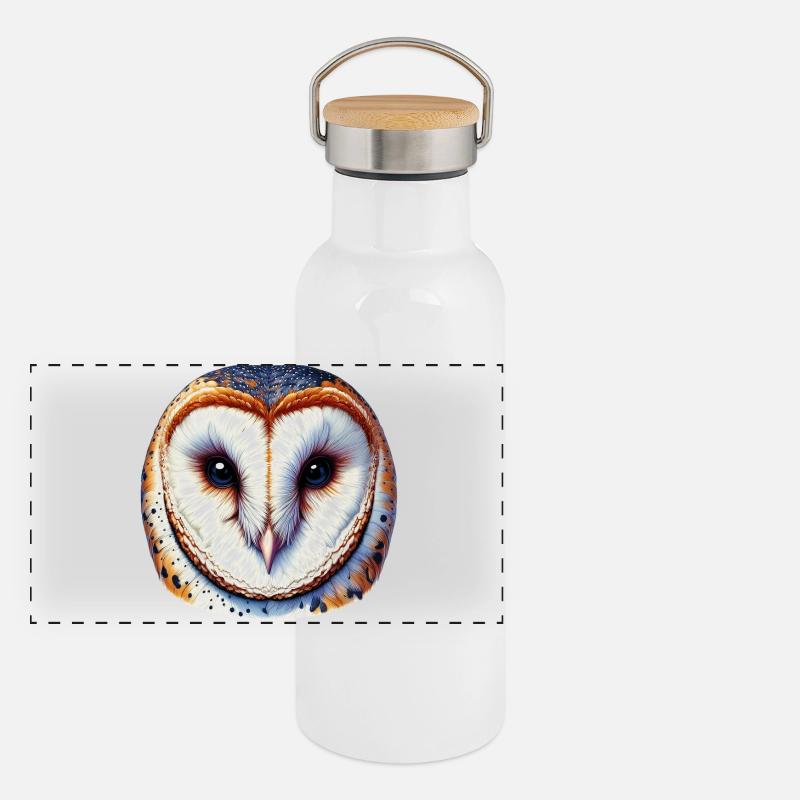Barn Owl Panoramic Thermal Bottle with Bamboo Lid