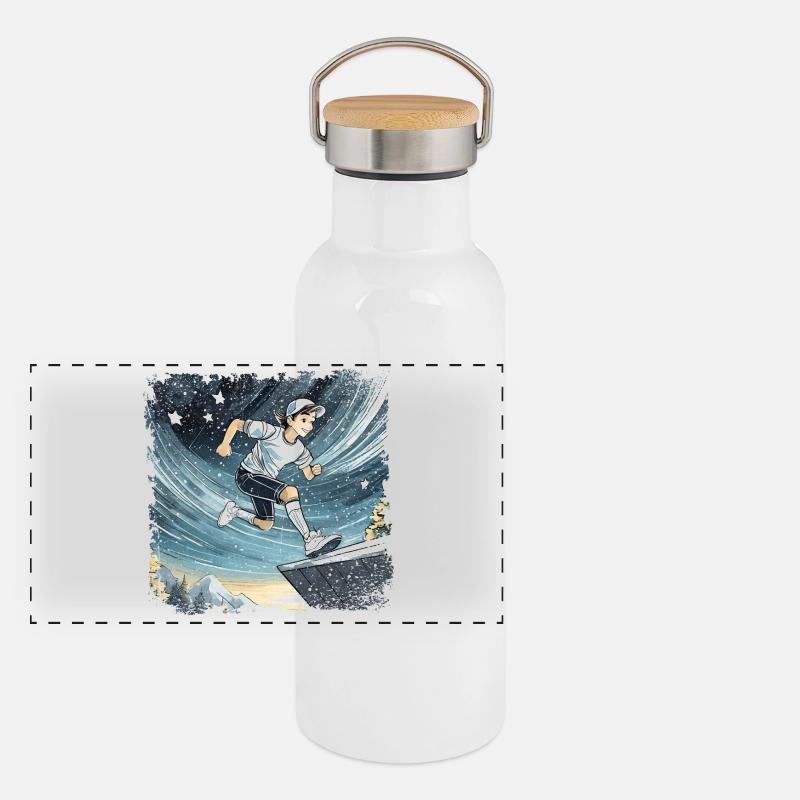 bande dessinée de garçon sportif Gourde isotherme avec bouchon en bambou