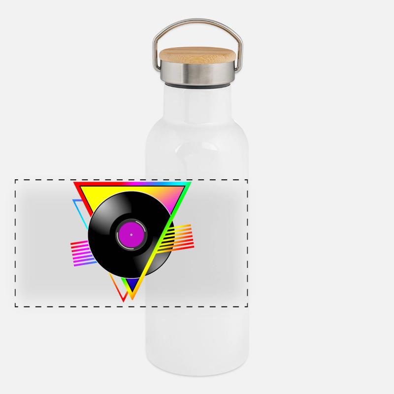 RETRO-VINYL Panorama Thermosflasche mit Bambusdeckel
