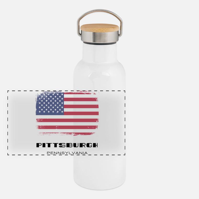 Pittsburgh, Pennsylvanie, États-Unis Gourde isotherme avec bouchon en bambou