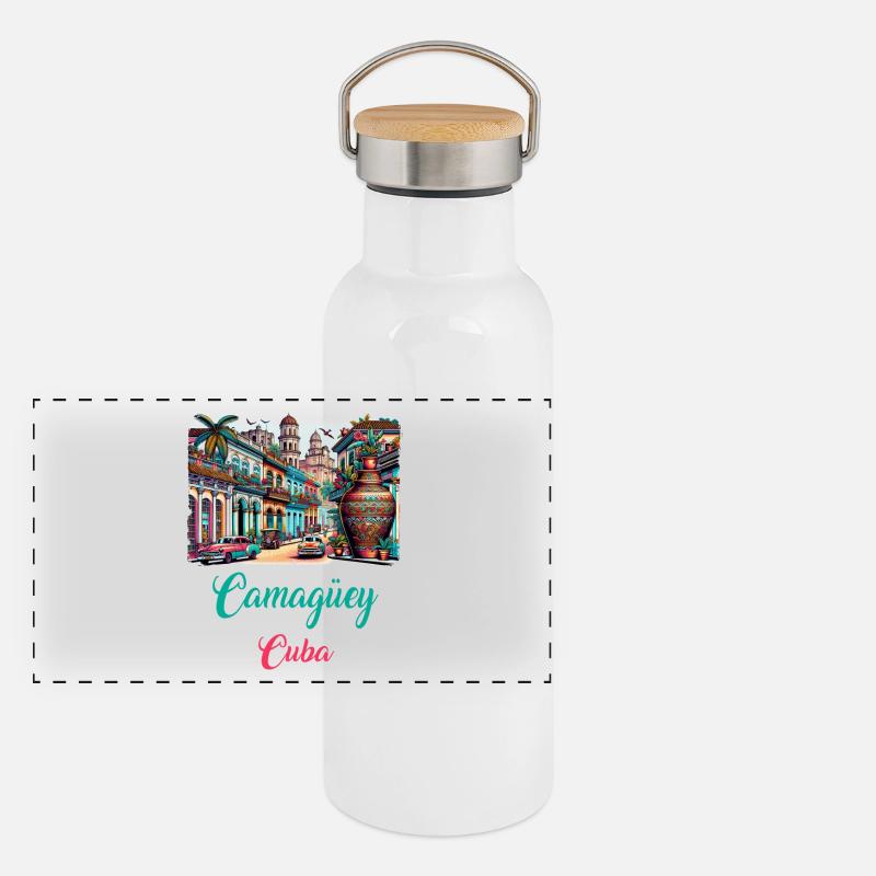 Design de vacances à Camagüey à Cuba Gourde isotherme avec bouchon en bambou