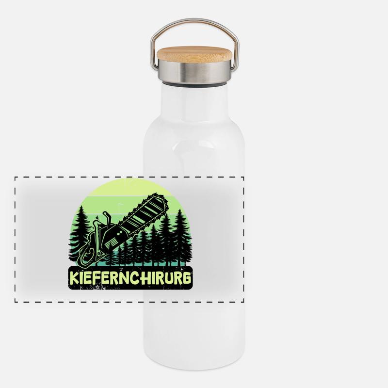 Lumberjack Statement Wood Saw Tree Woodwork Panoramic Thermal Bottle with Bamboo Lid