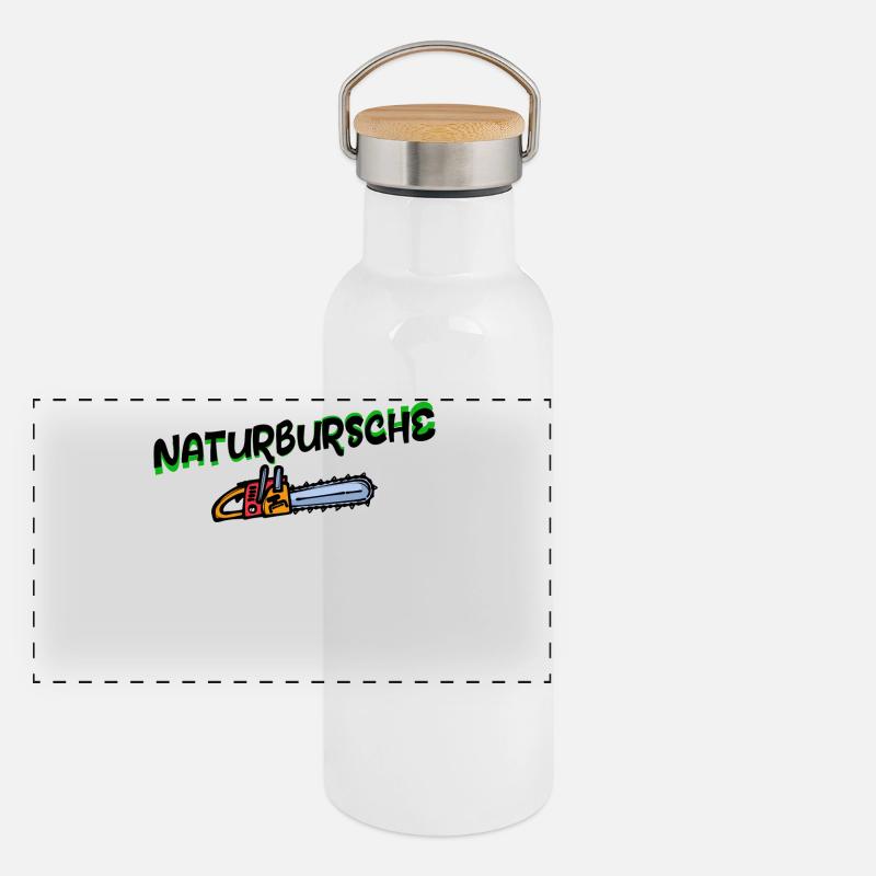 Massif Cour bois scie déclaration bûcheron foresterie Gourde isotherme avec bouchon en bambou