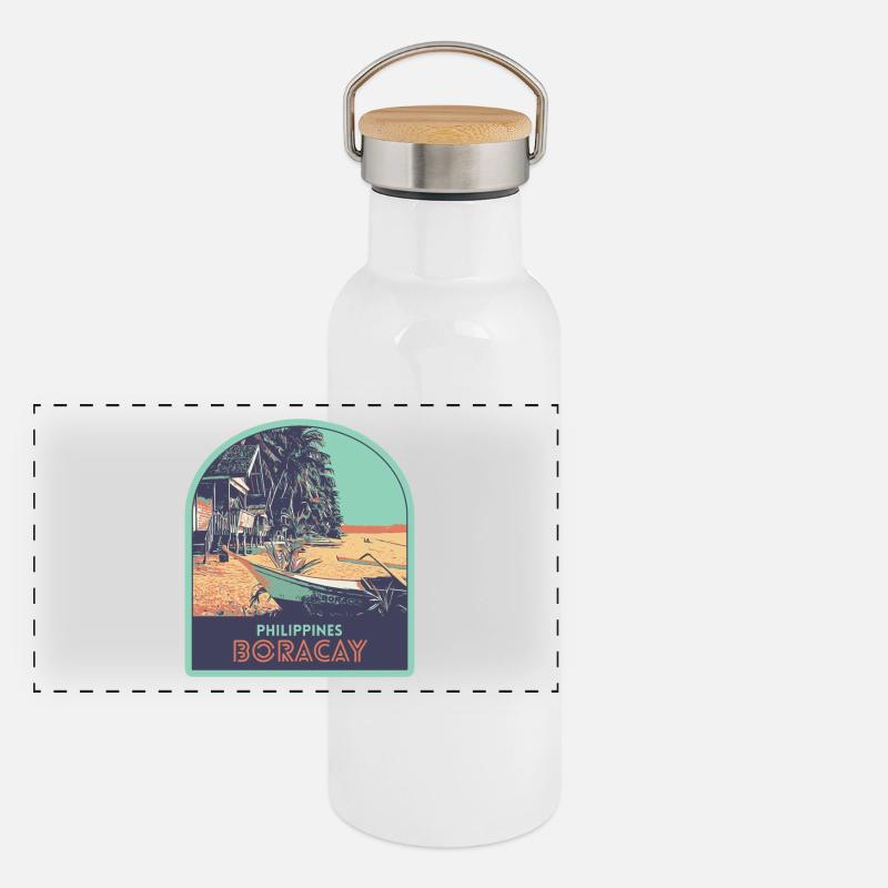 Paradis sur Terre : Boracay, Philippines Gourde isotherme avec bouchon en bambou