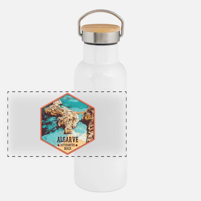 Plage Estudantes près de Lagos, Algarve Gourde isotherme avec bouchon en bambou