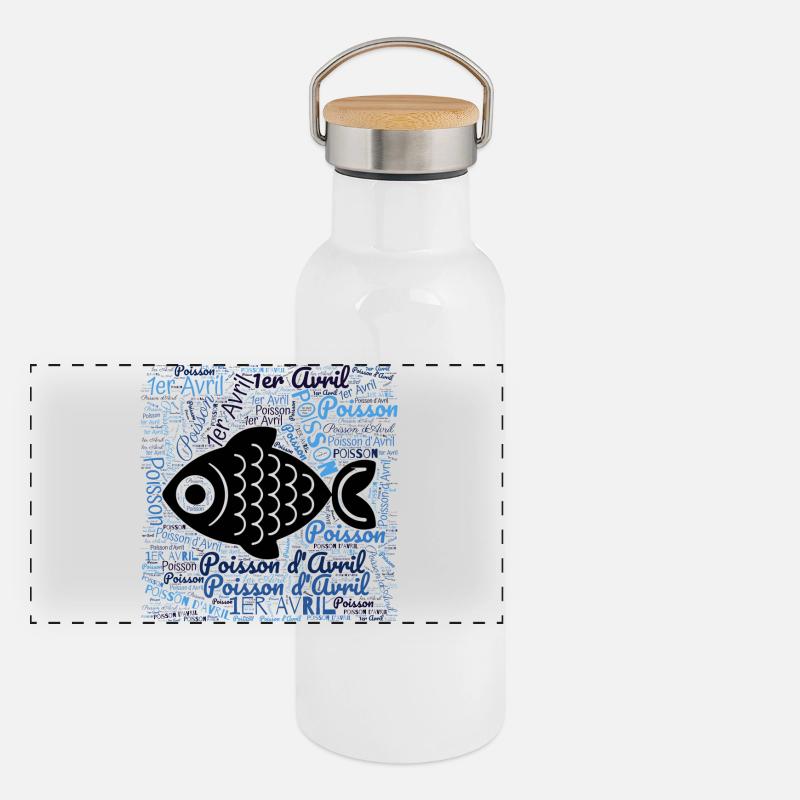 POISSON D'AVRIL Gourde isotherme avec bouchon en bambou