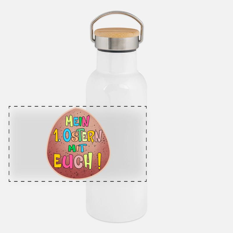 1. Ostern Panorama Thermosflasche mit Bambusdeckel