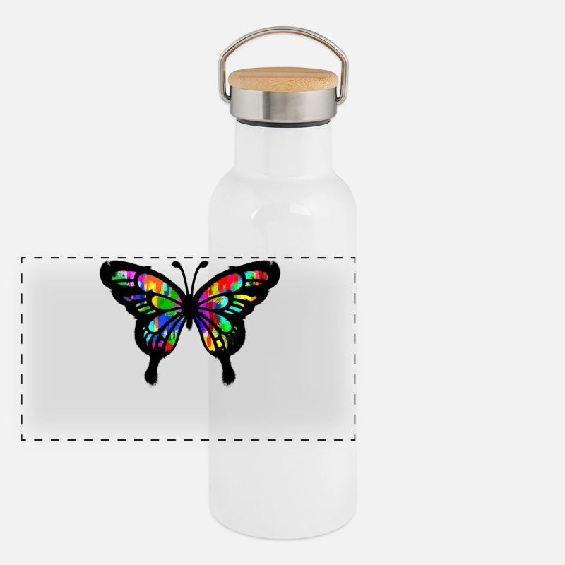 Graffiti Art papillon Illustration dessin Gourde isotherme avec bouchon en bambou