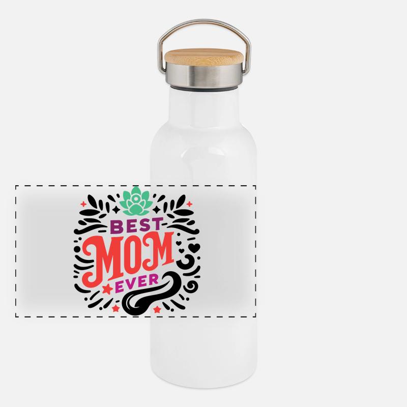 Beste Mutter aller Zeiten Panorama Thermosflasche mit Bambusdeckel