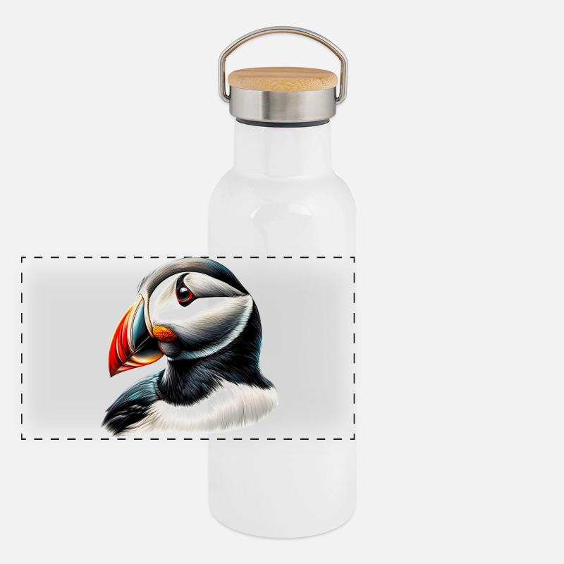 Macareux Gourde isotherme avec bouchon en bambou