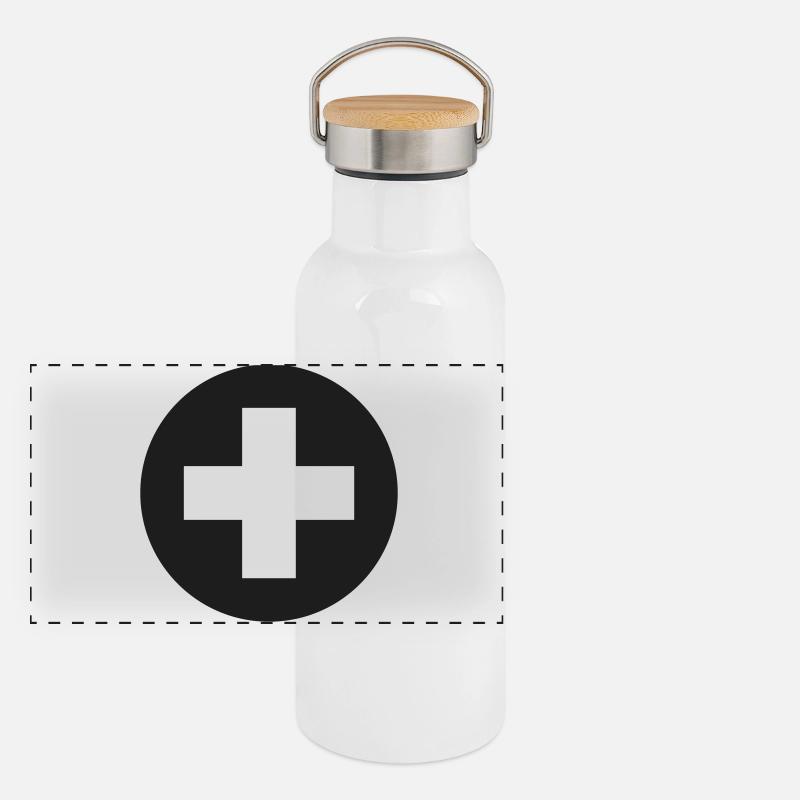 Plus Symbol Panorama Thermosflasche mit Bambusdeckel
