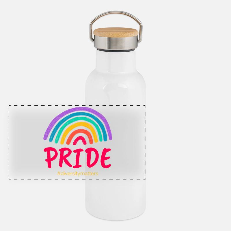 Pride rose #diversitymatters Gourde isotherme avec bouchon en bambou