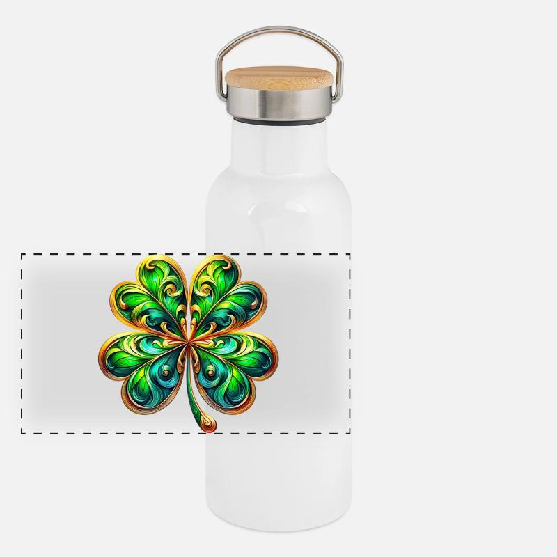 Trèfle à quatre feuilles Gourde isotherme avec bouchon en bambou