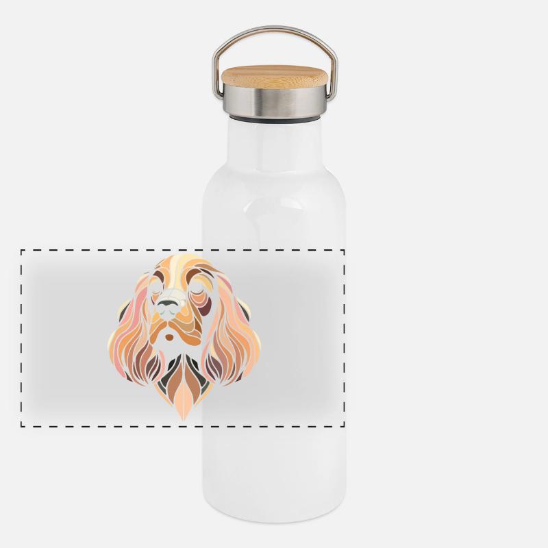 Cocker Spaniel dog head geometric art polygon art Panoramic Thermal Bottle with Bamboo Lid