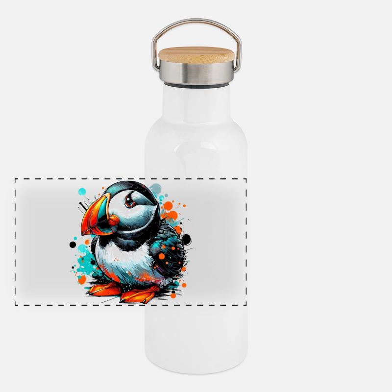 Macareux Gourde isotherme avec bouchon en bambou