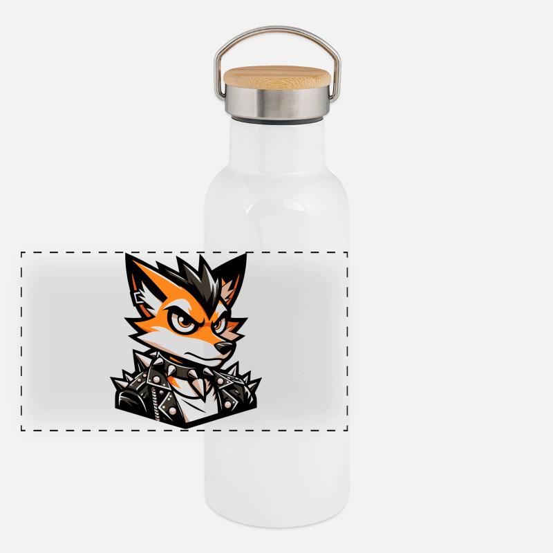 A cartoon style punk rock fox Panoramic Thermal Bottle with Bamboo Lid
