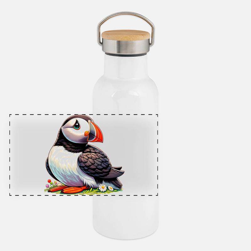Macareux Gourde isotherme avec bouchon en bambou