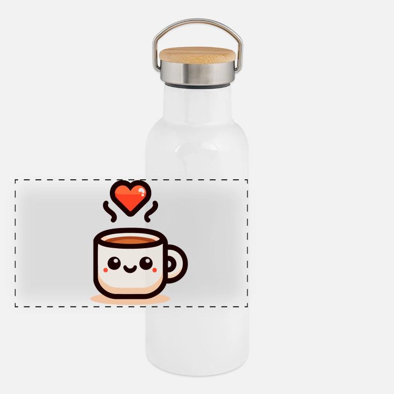 Cheery Cuppa : une gorgée d’amour Gourde isotherme avec bouchon en bambou