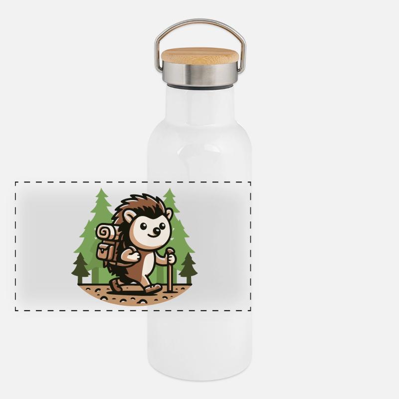 Wanderwanderer: Der Wanderigel Panorama Thermosflasche mit Bambusdeckel