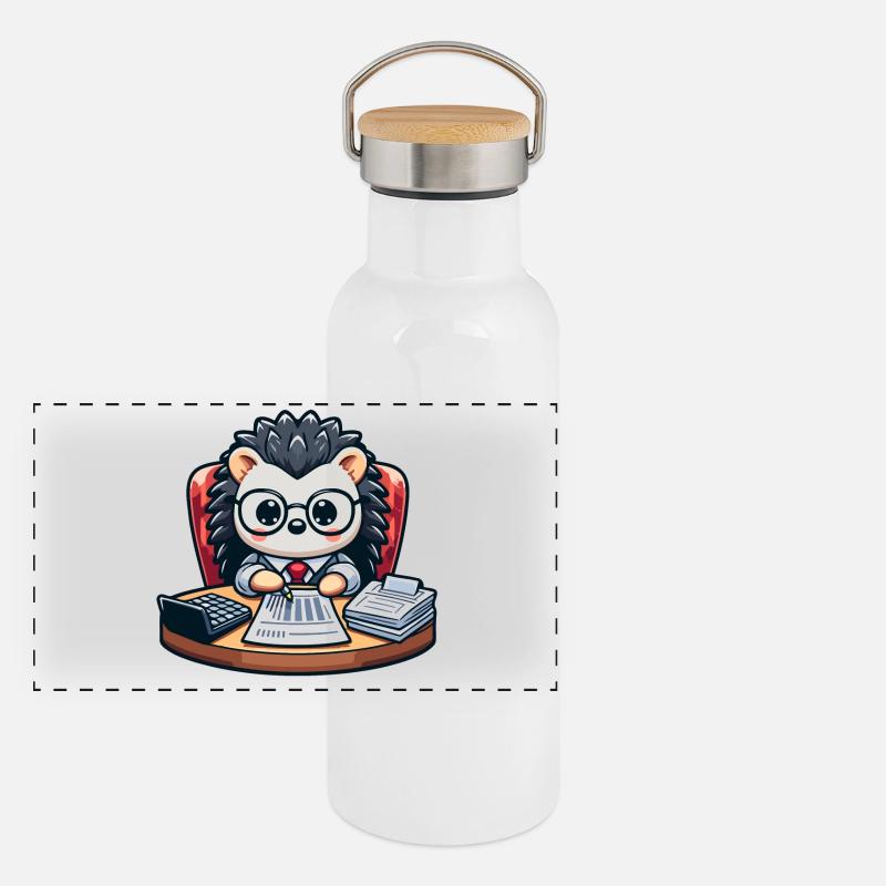 Accounting Hedgehog: Das berechnende Tier Panorama Thermosflasche mit Bambusdeckel