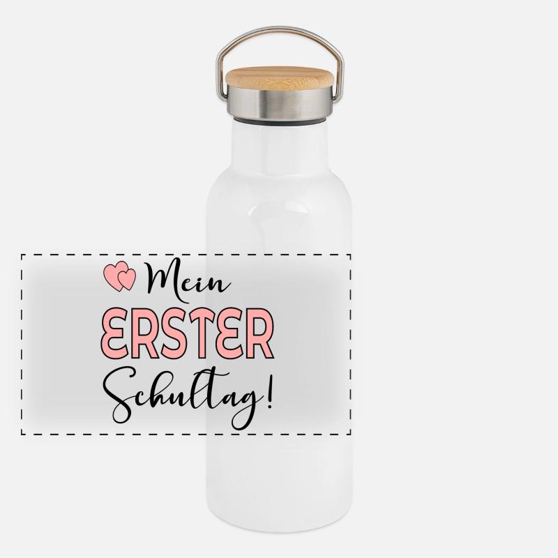 Mein erster Schultag EINSCHULUNG Panorama Thermosflasche mit Bambusdeckel